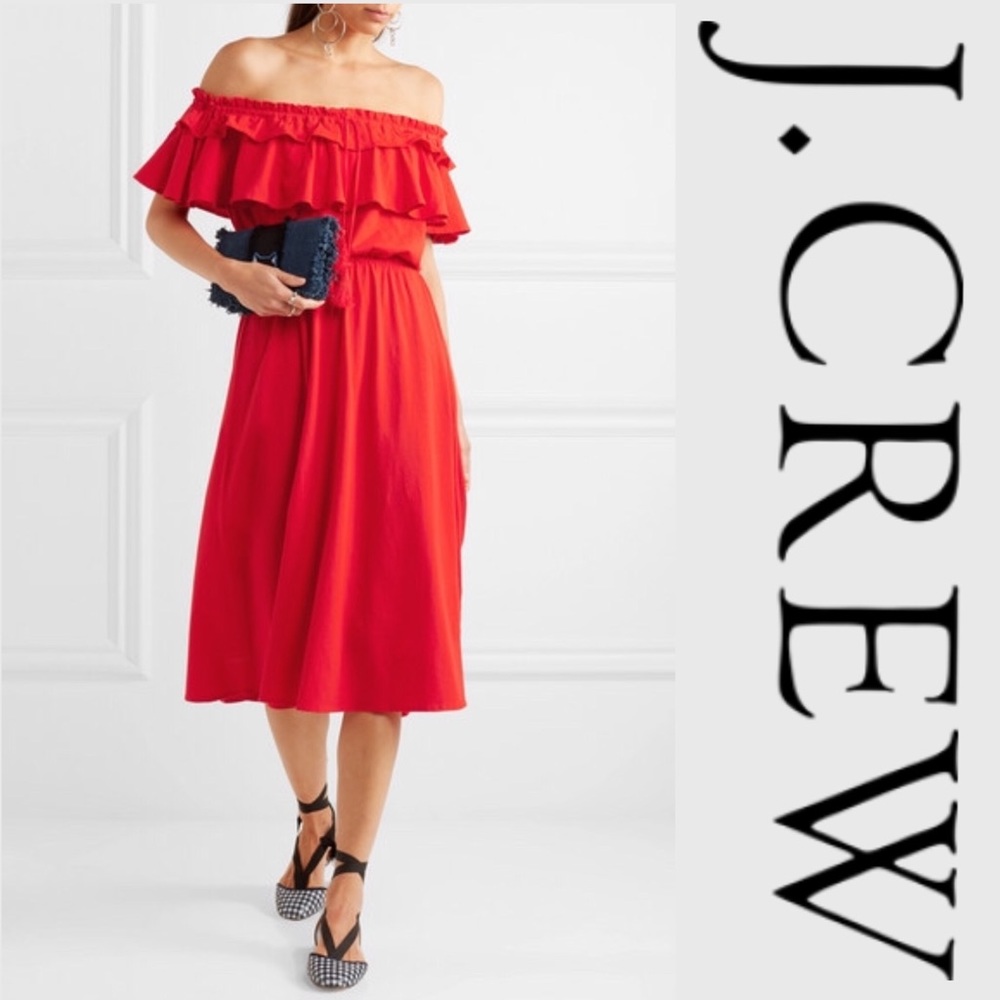 J. Crew Poppy Off Shoulder Ruffle Dress